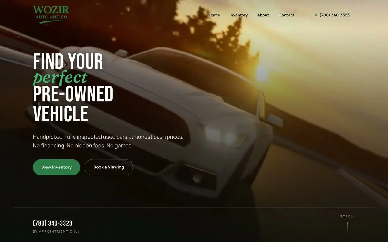 Wozir Auto website screenshot