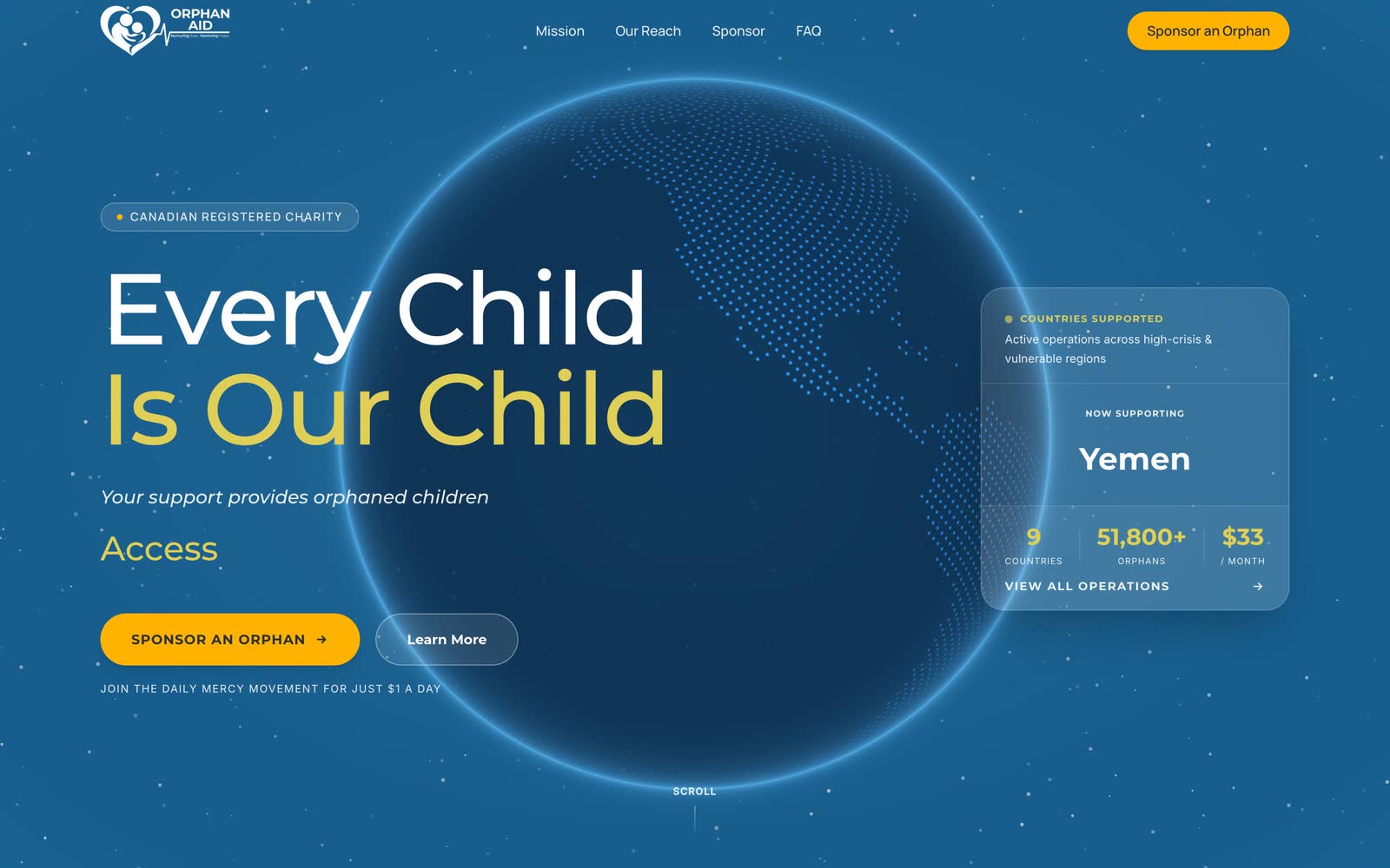 Every Child Is Our Child, with the live operations globe.