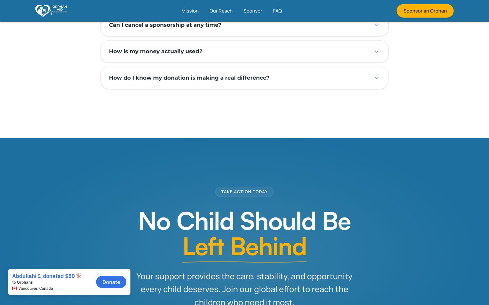 No child should be left behind, the closing ask.