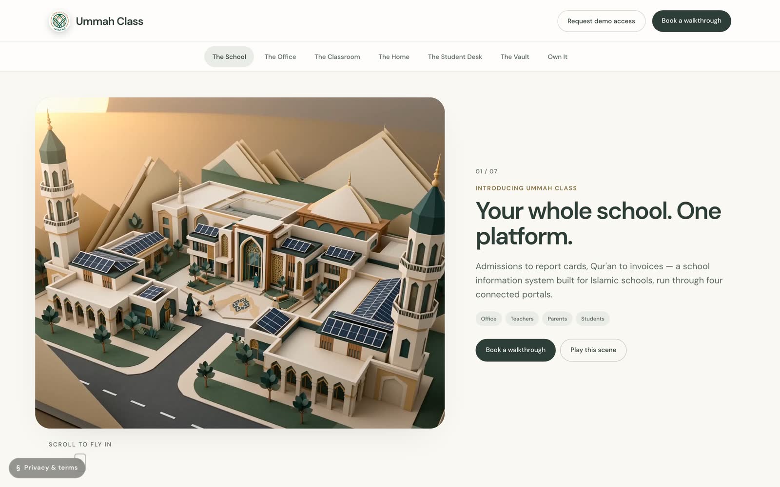 The opening chapter, the whole school as one platform.